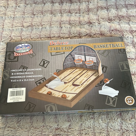 Matty's Toy Stop Deluxe Wooden Mini Tabletop Basketball Game - Picture 2 of 2